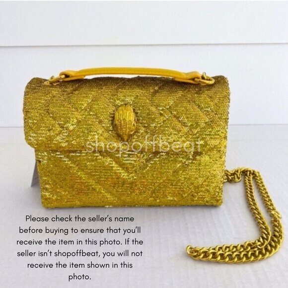 NEW Kurt Geiger Sequins Medium Kensington Bag Yellow - Picture 4 of 15